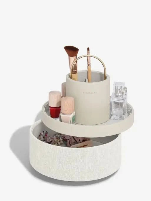 Stackers Rotating Cosmetics Organiser Oatmeal & Linen