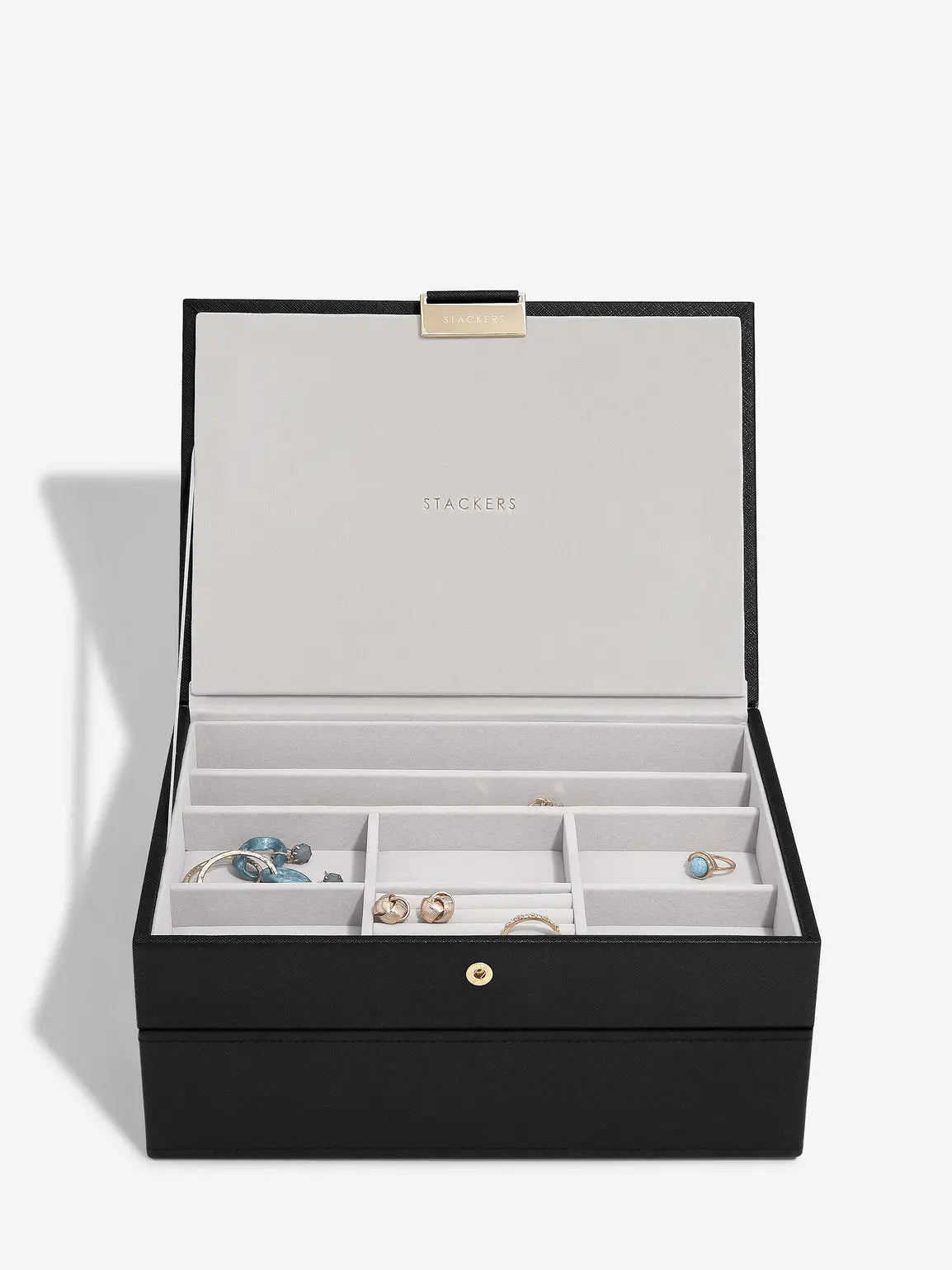 Stackers Klassieke Juwelendoos Set van 2 Zwart Raffia