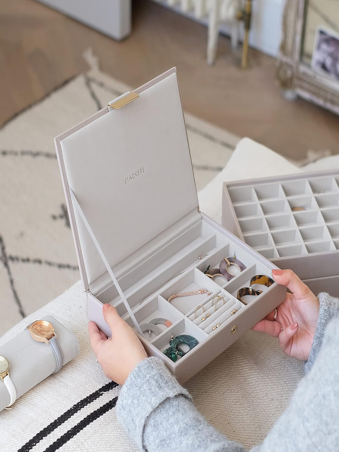 Stackers Classic Boîte à Bijoux Lot de 2 Avoine & Lin